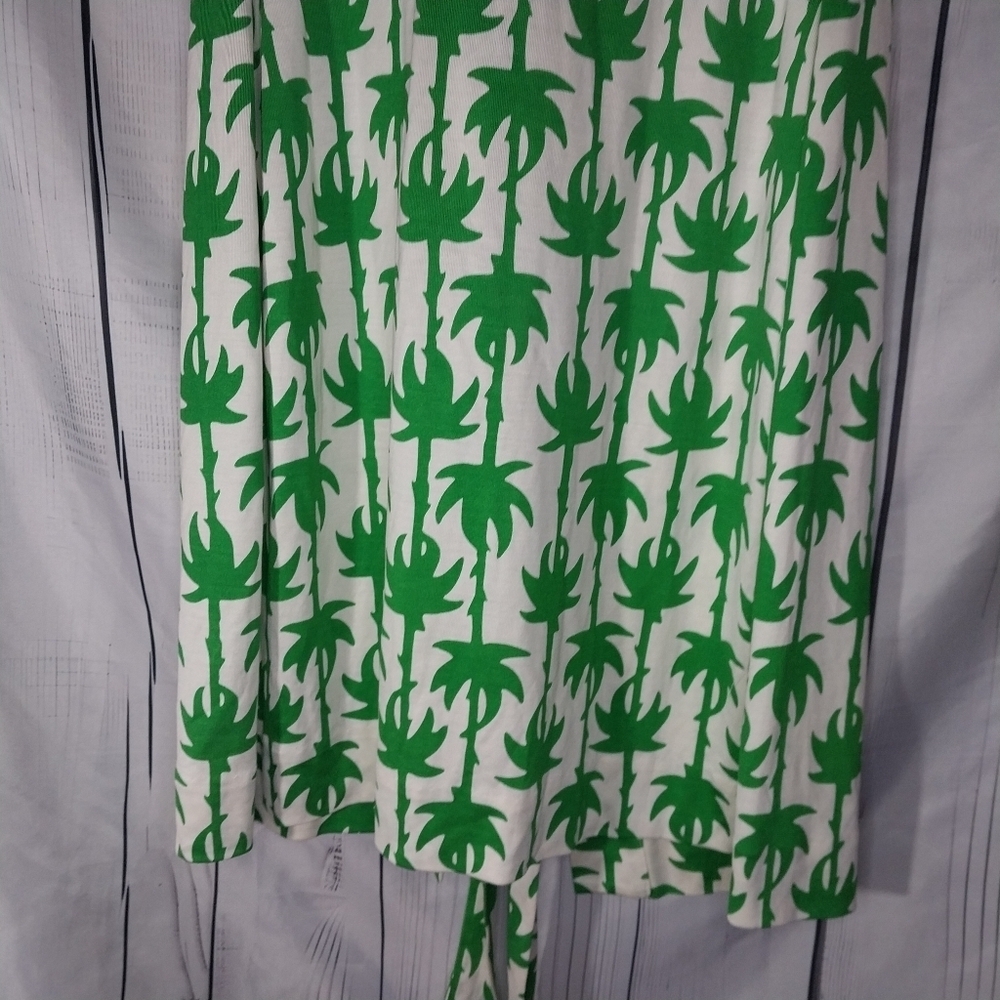 Diane Von Furstenberg Green Palm Sleeveless Yahzi Silk Jersey Wrap Dress - Picture 11 of 13